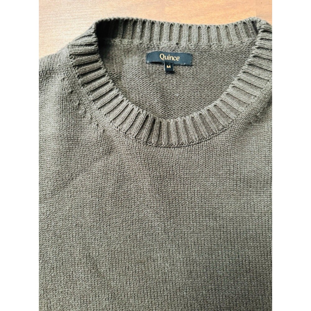 Quince 100% Organic Cotton Boyfriend Crew Sweater - Heather Brown Medium - Picture 3 of 6